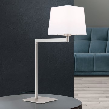 Galda lampa CARLTON 1xE27/40W/230V balta/matēts hroms