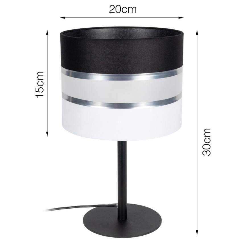 Galda lampa CORAL 1xE27/60W/230V melna/balta