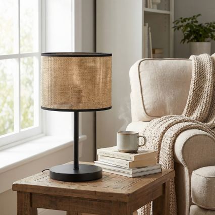 Galda lampa ECO 1xE27/15W/230V bēša/ratāns