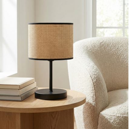 Galda lampa ECO 1xE27/15W/230V bēša/ratāns