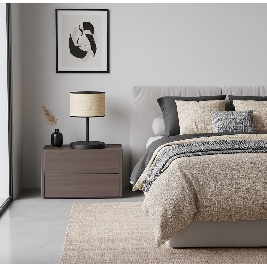 Galda lampa ECO 1xE27/15W/230V bēša/ratāns