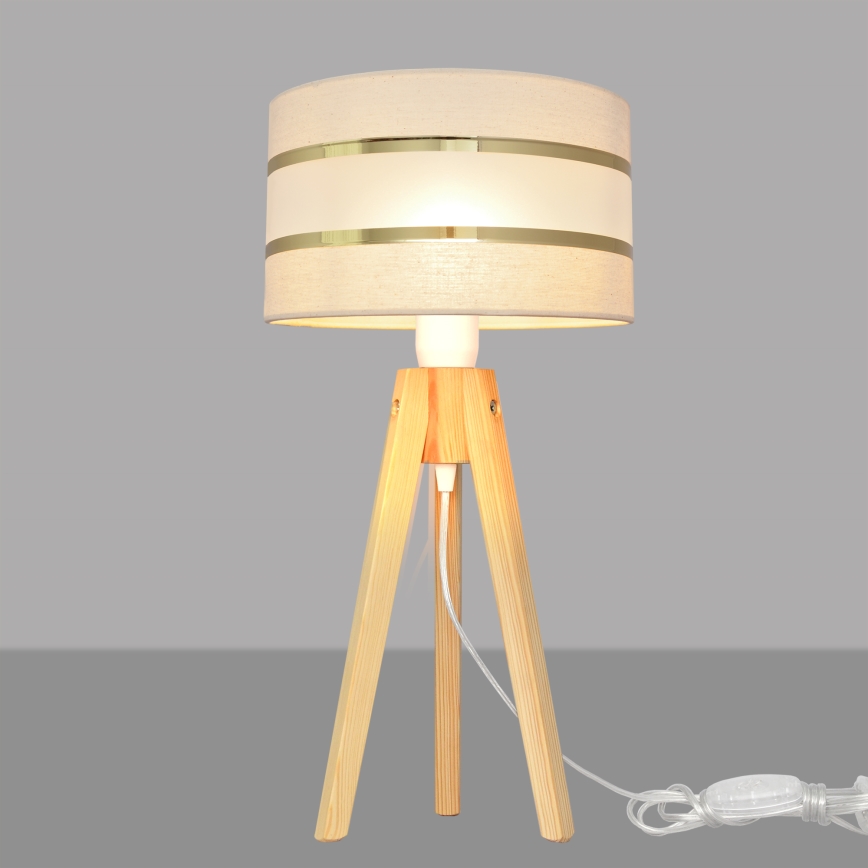 Galda lampa HELEN 1xE27/15W/230V krēmkrāsa/zelta/priede