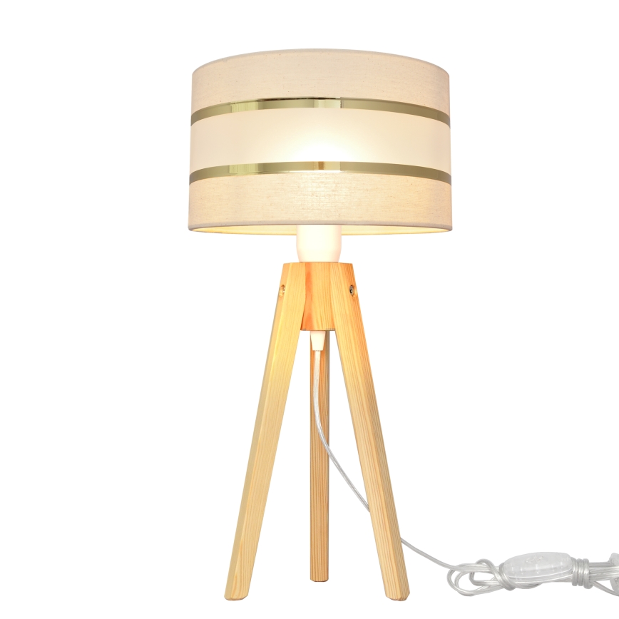 Galda lampa HELEN 1xE27/15W/230V krēmkrāsa/zelta/priede