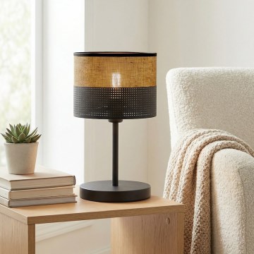 Galda lampa KARBON 1xE27/15W/230V melna/brūna