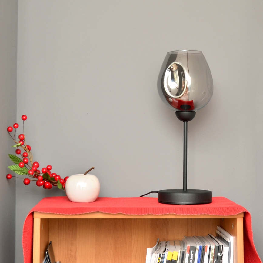 Galda lampa LILI 1xE27/15W/230V melna/pelēka