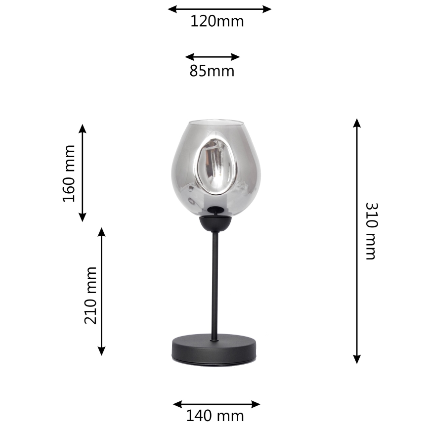 Galda lampa LILI 1xE27/15W/230V melna/pelēka