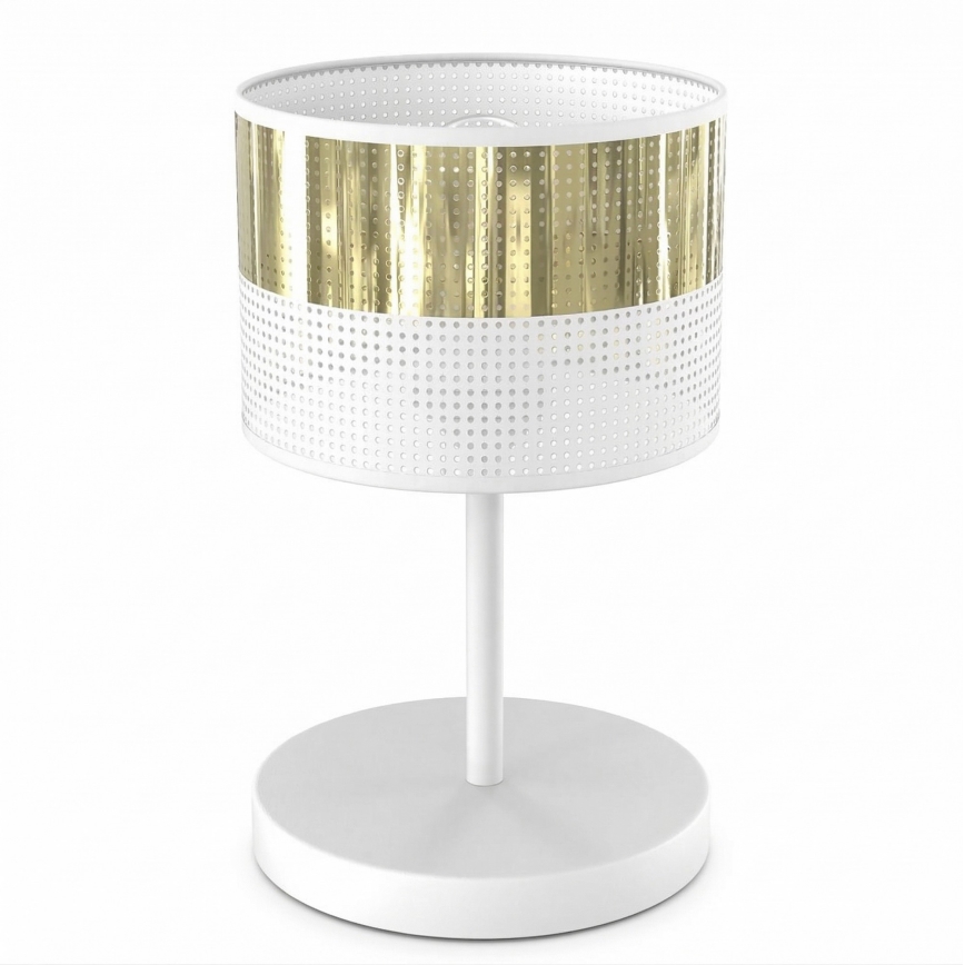 Galda lampa LUX 1xE27/15W/230V balta/zelta