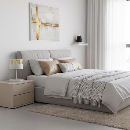 Galda lampa LUX 1xE27/15W/230V balta/zelta