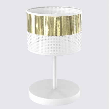Galda lampa LUX 1xE27/15W/230V balta/zelta