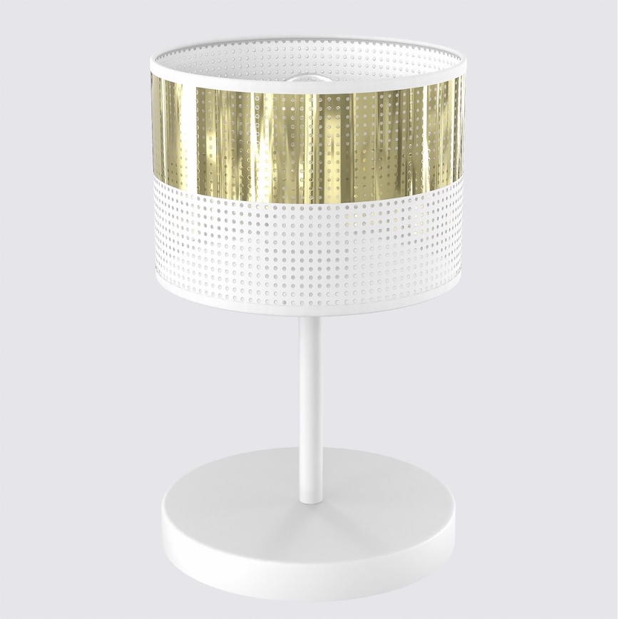 Galda lampa LUX 1xE27/15W/230V balta/zelta