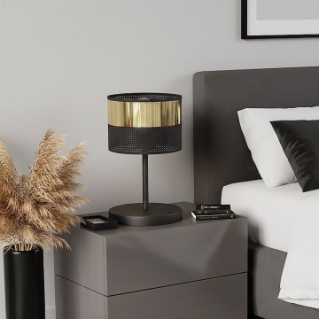 Galda lampa LUX 1xE27/15W/230V melna/zelta