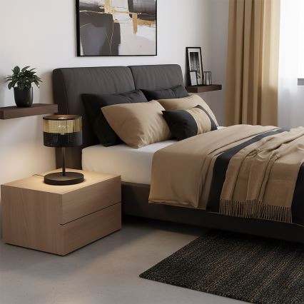 Galda lampa LUX 1xE27/15W/230V melna/zelta