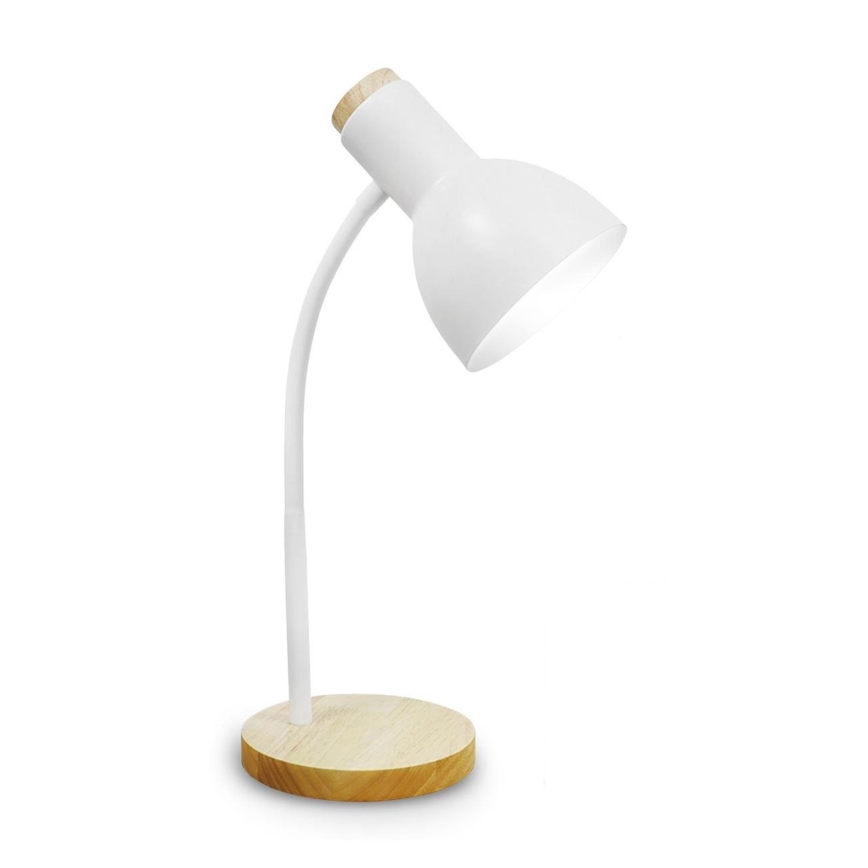 Galda lampa MARMA 1xE27/40W/230V balta/kaučuka koks