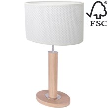 Galda lampa MERCEDES 1xE27/40W/230V 46 cm balta/ozols – FSC sertificēts
