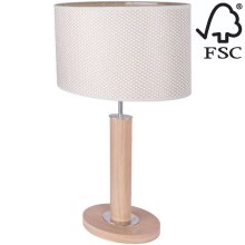 Galda lampa MERCEDES 1xE27/40W/230V 46 cm krēmkrāsa/ozols – FSC sertificēts
