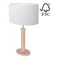Galda lampa MERCEDES 1xE27/40W/230V 60 cm balta/ozols – FSC sertificēts