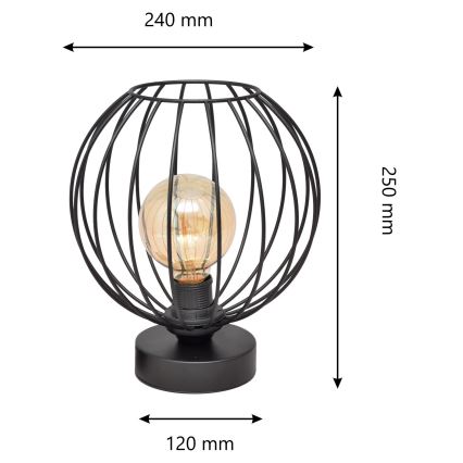 Galda lampa MERCURE 1xE27/15W/230V melna