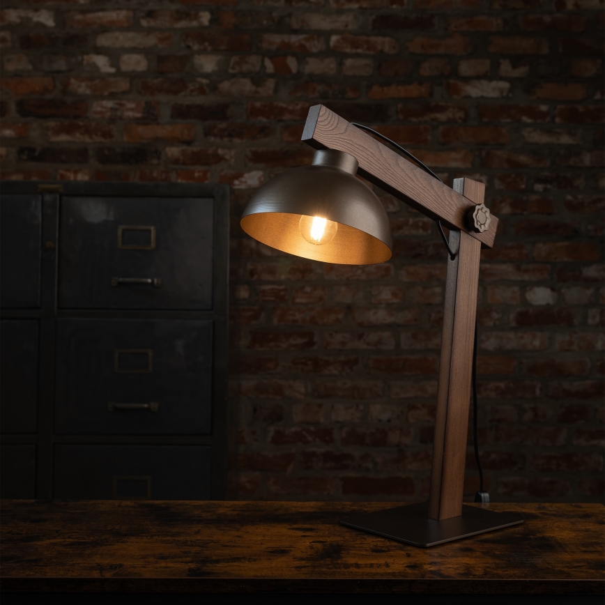 Galda lampa OSLO 1xE27/15W/230V rieksts/brūna