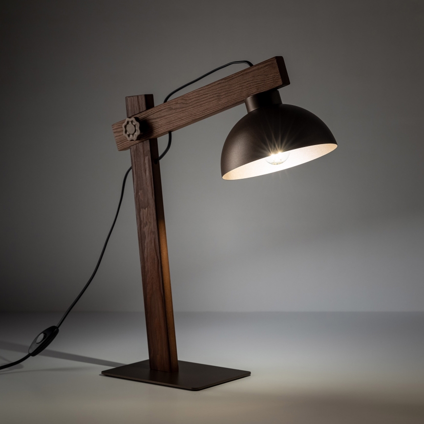 Galda lampa OSLO 1xE27/15W/230V rieksts/brūna