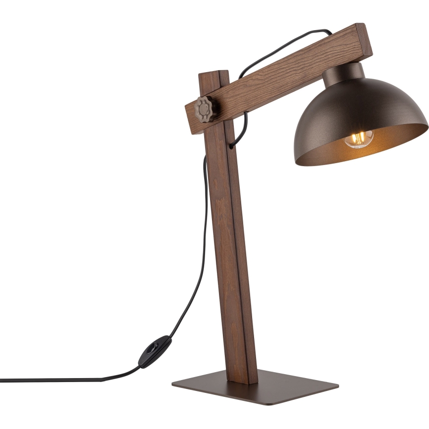 Galda lampa OSLO 1xE27/15W/230V rieksts/brūna