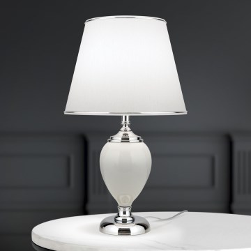 Galda lampa OVUM 1xE27/40W/230V 48 cm keramika balta/spīdīgi hromēts