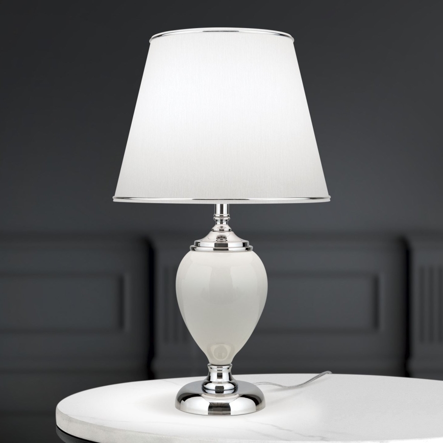 Galda lampa OVUM 1xE27/40W/230V 48 cm keramika balta/spīdīgi hromēts