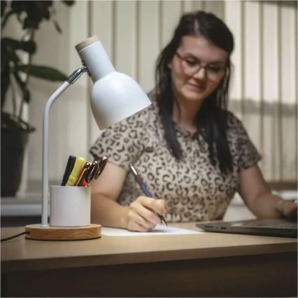 Galda lampa POPPY 1xE27/25W/230V balta