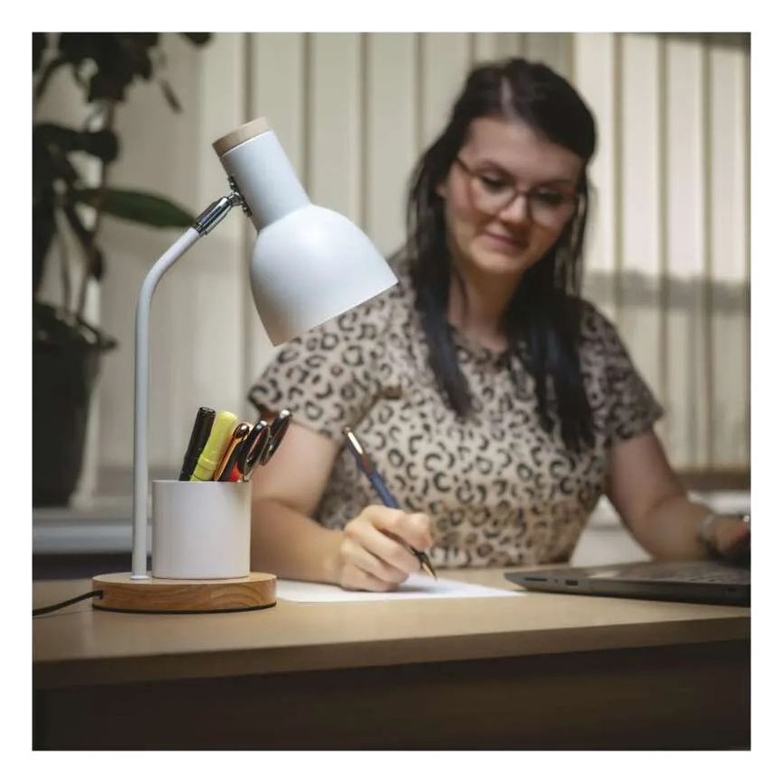 Galda lampa POPPY 1xE27/25W/230V balta