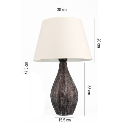 Galda lampa RAMZES 1xE27/40W/230V balta/brūna