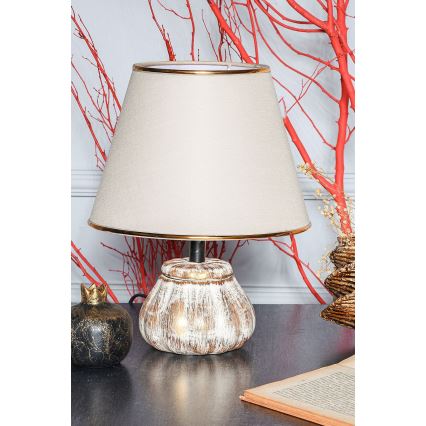 Galda lampa RAMZES 1xE27/40W/230V krēmkrāsaina/zelta