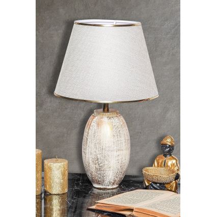 Galda lampa RAMZES 1xE27/40W/230V krēmkrāsaina/zeltaina