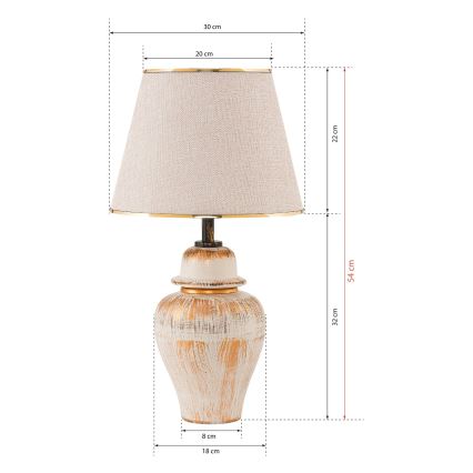 Galda lampa RAMZES 1xE27/40W/230V krēmkrāsas/zeltaina