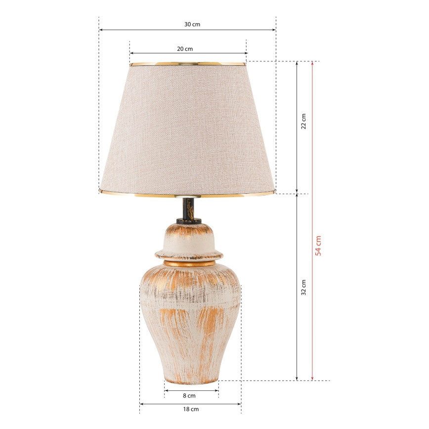 Galda lampa RAMZES 1xE27/40W/230V krēmkrāsas/zeltaina