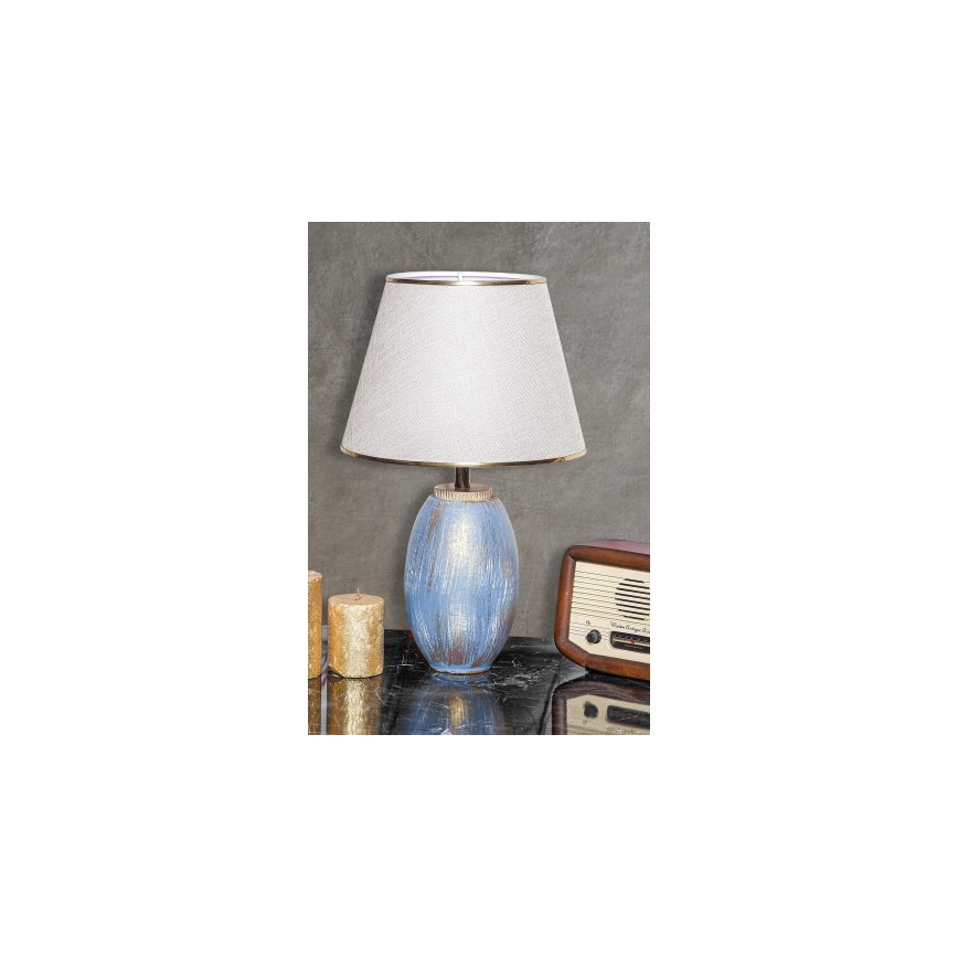 Galda lampa RAMZES 1xE27/40W/230V krēmveida/zila