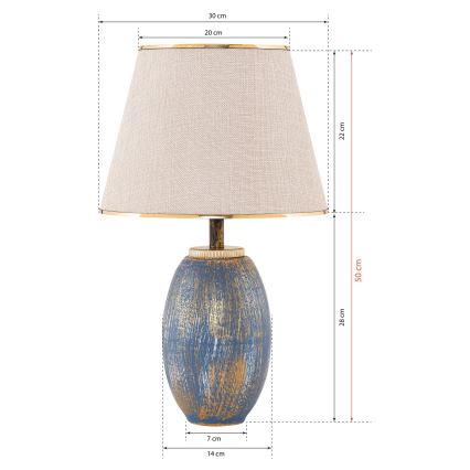Galda lampa RAMZES 1xE27/40W/230V krēmveida/zila