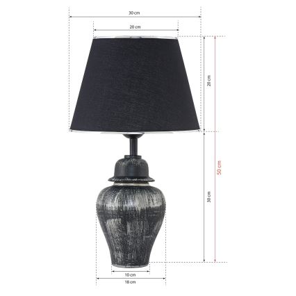 Galda lampa RAMZES 1xE27/40W/230V melna/sudraba