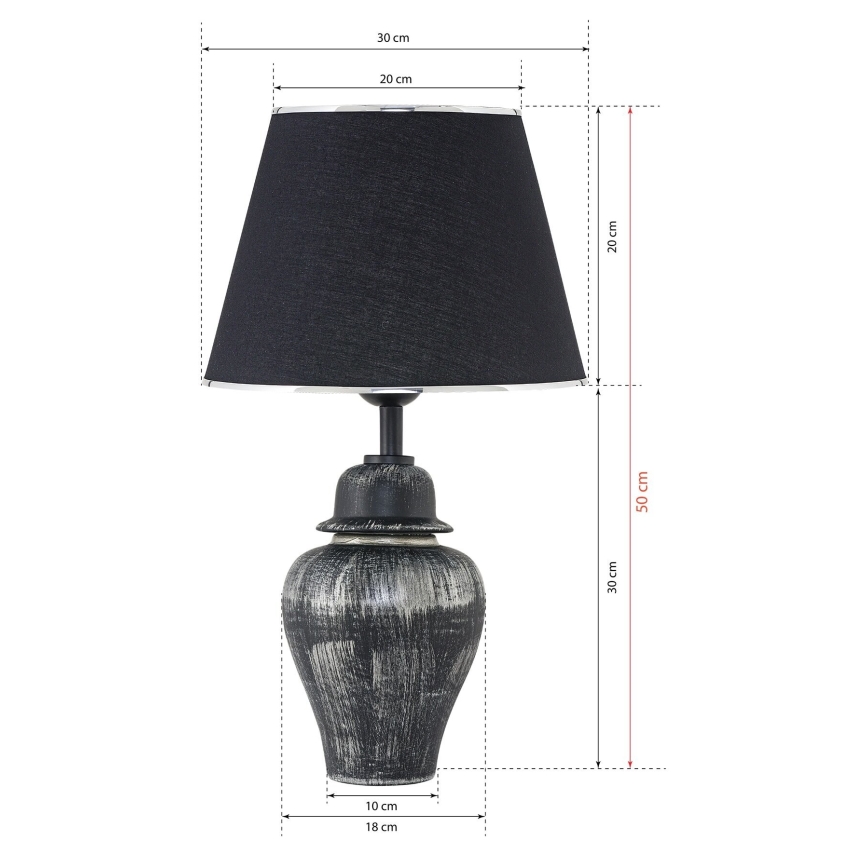 Galda lampa RAMZES 1xE27/40W/230V melna/sudraba