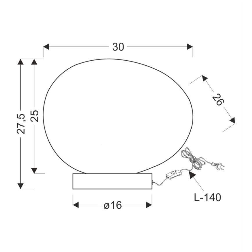 Galda lampa STONES 1xE27/40W/230V melna