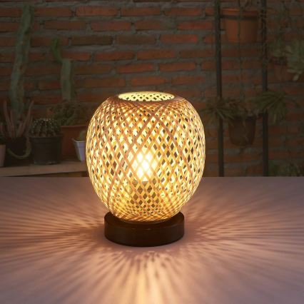 Galda lampa ZANZIBAR 1xE27/20W/230V d. 18 cm bambusa