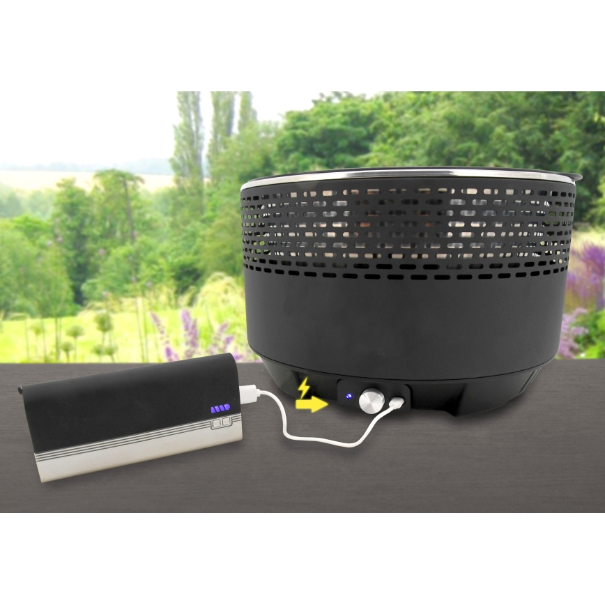 Galda ogļu grils 4xAA/USB melns