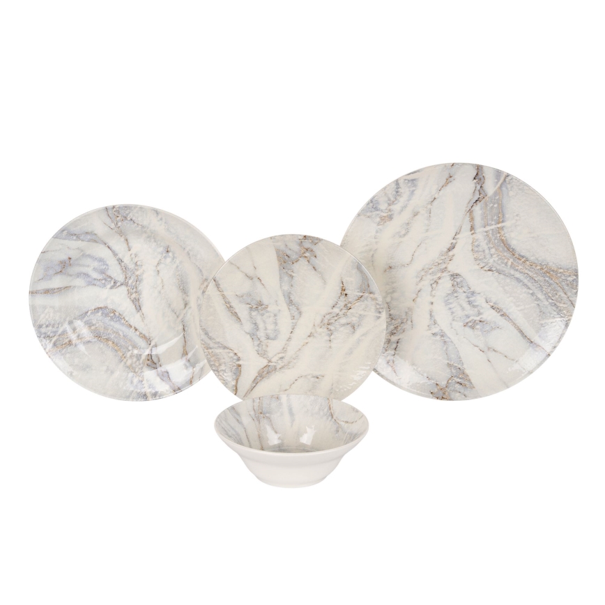 Galda servīze 24 gab. balta/pelēka/keramika