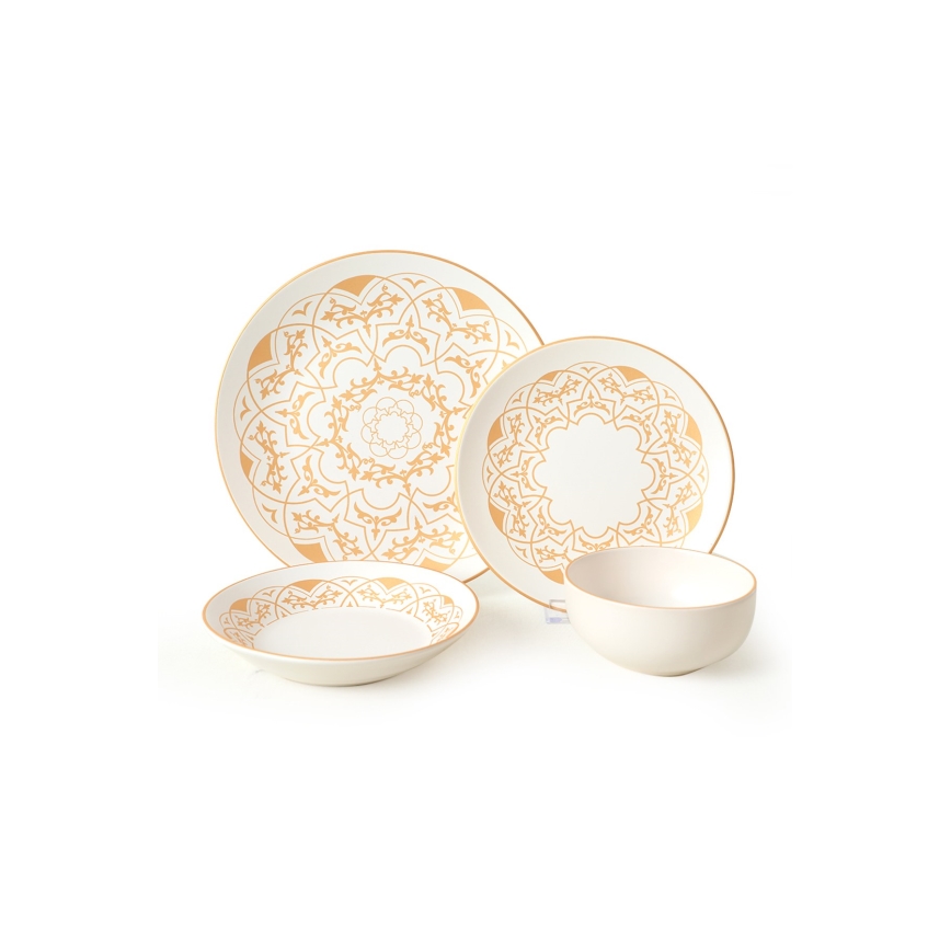 Galda servīze 24 gab. balta/zelta/keramika