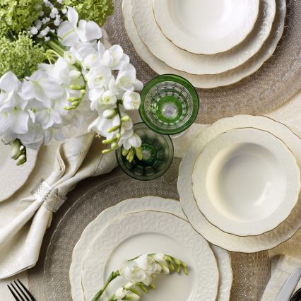 Galda servīze 24 gab. balta/zelta/porcelāns
