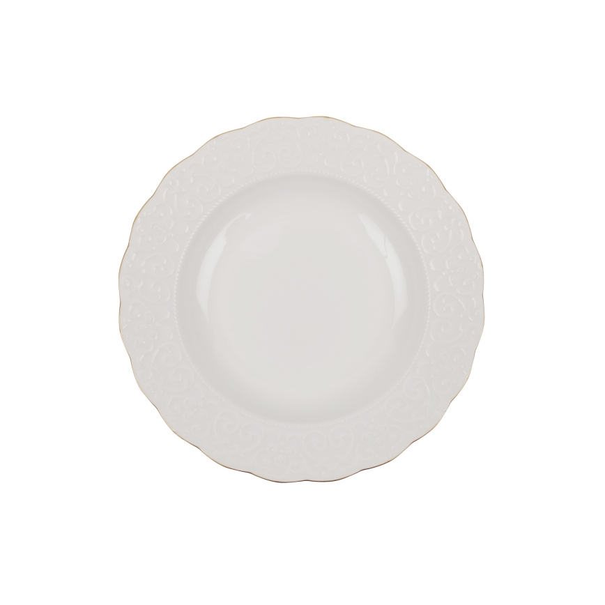 Galda servīze 24 gab. balta/zelta/porcelāns