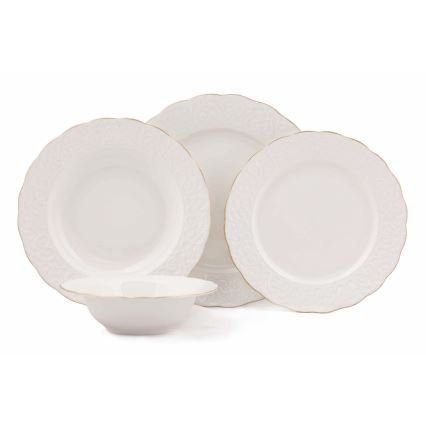 Galda servīze 24 gab. balta/zelta/porcelāns