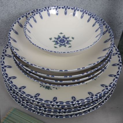 Galda servīze 24 gab., balta/zila, porcelāns
