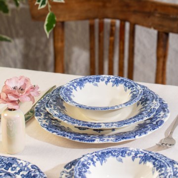 Galda servīze 24 gab., balta/zila, porcelāns