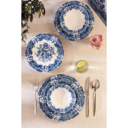 Galda servīze 24 gab., balta/zila, porcelāns