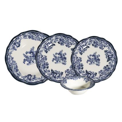 Galda servīze 24 gab. balta/zila/porcelāns