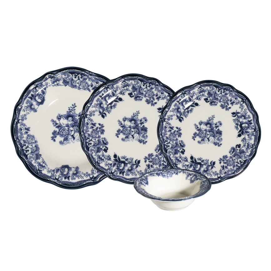 Galda servīze 24 gab. balta/zila/porcelāns